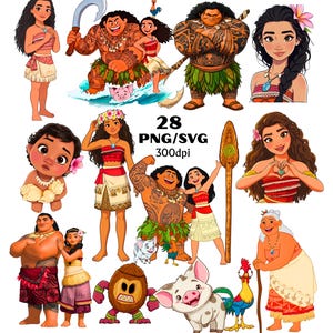 May include: A collection of 28 PNG/SVG images featuring characters from a popular animated movie. The images include various characters in different poses, with vibrant colors and detailed designs. The characters are depicted in their signature outfits and accessories.