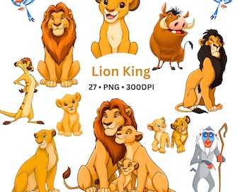 Safari Lion Cub PNG Bundle, Jungle Animals Clipart, Cute Baby Safari Party PNG, Cartoon Jungle Birthday Sublimation Design