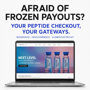 Peptide Ecommerce Website Template, Peptide WordPress Theme, WordPress Website Template, Self Hosted Shop Design, for Peptide Startups