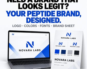 Design de logotipo para peptídeos | Identidade visual para marca de peptídeos em pesquisa | Logotipo, cores, fontes e ficha técnica personalizados para fornecedores de peptídeos