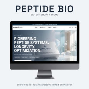 Supplement Shopify Theme | Peptide Wellness Store Template | Drag Drop Responsive Shopify OS 2.0 Digital Download