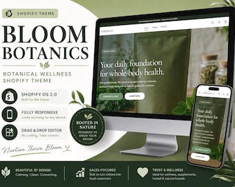 Organic Products Shopify Theme | Natural Health Website Template | Green Minimal Store Design For Herbal Tea, Skincare & Wellness Shops