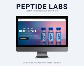 Peptide-websitesjabloon | Peptide Shopify-thema | Luxe wetenschappelijke merkwinkelontwerp | Moderne wellness-e-commerce voor startups