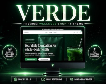 Shopify Theme For Wellness Brands | Digital Website Template | No Code Drag And Drop Store Design For New Health Shop Owners