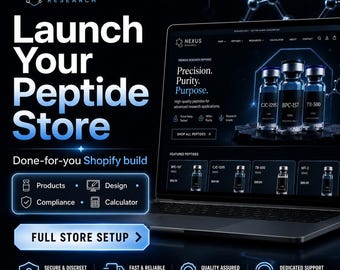 Peptide Website Design | Shopify Store Setup | Calculator, Protocol Pages, COA Blocks & Trust Tools For Research Sellers