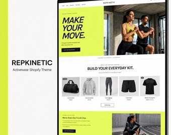 Tema Shopify para roupas esportivas, modelo de site Shopify, loja de roupas de ginástica, moda esportiva, design de e-commerce responsivo para fitness, download digital.