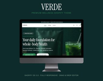Luxury Shopify Website Theme | Ecommerce Template | Minimal Green Responsive Store Design For Premium Wellness Product Brands