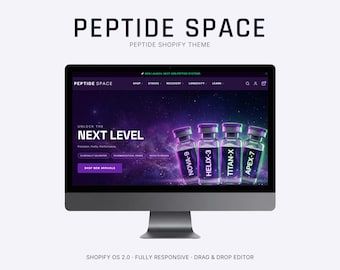 Science Brand Shopify-thema, Peptide Store-sjabloon, high-end e-commerceontwerp voor supplement-, lab- en wellnessmerken