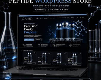 Custom Peptide WordPress Website Elementor Pro WooCommerce Store Setup Premium E-commerce Design Product Catalog Pages Branding Mobile Ready