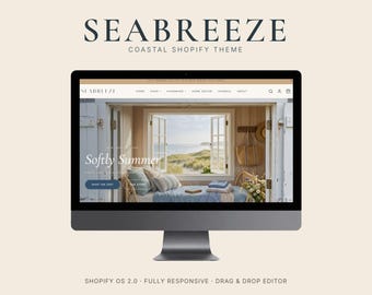Coastal Shopify-themasjabloon, Shopify OS 2.0-websiteontwerp, responsief online winkelthema voor boetiek- en woondecoratiemerken