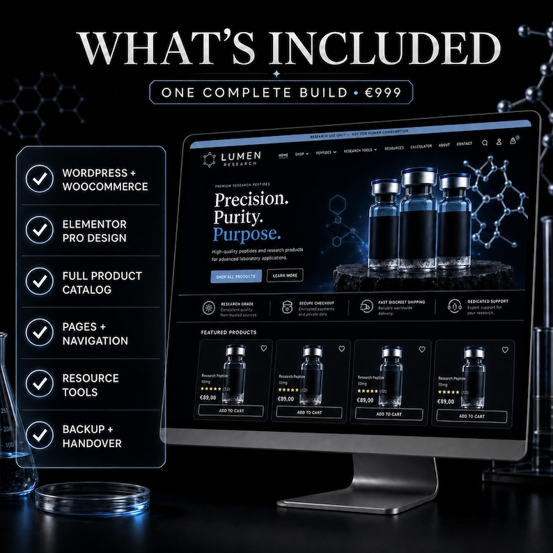 Custom Peptide WordPress Website Elementor Pro WooCommerce Store Setup ...