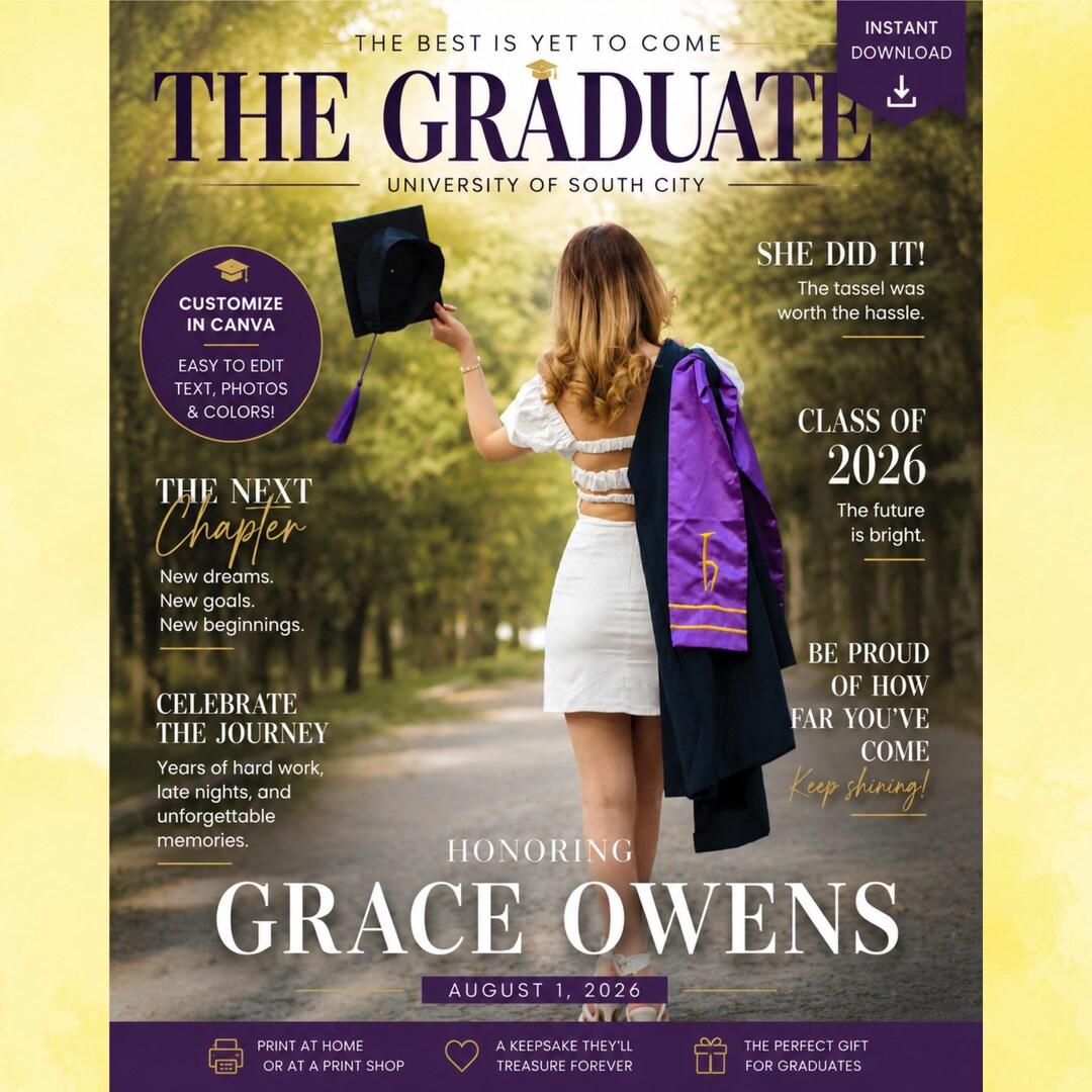 Magazine Inspired Graduation Cover Instant Digital Download - Etsy