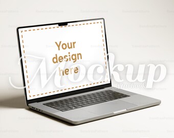 Maqueta de MacBook Pro de 16" / Presentación de pantalla de portátil blanco crema (Descarga digital)