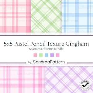 Pastel Gingham Seamless Pattern Bundel | Handgetekende Ruitjes Patronen voor Sublimatie, Stoffen & Print on Demand