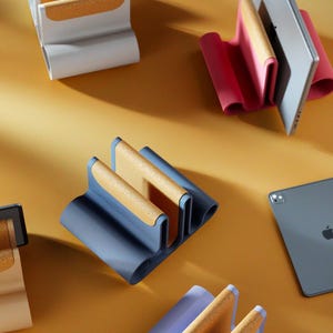 Vertical Laptop and Tablet Stand with Cork Lining and Anti-Slip Feet