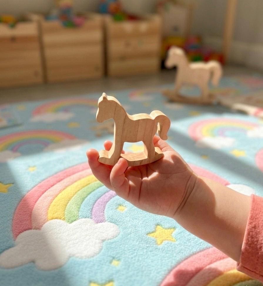 Solid Maple Wood Rocking Horse | Heirloom Baby Toy, Montessori Decor, Made in NC