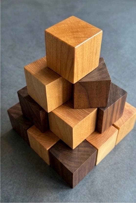 Solid Walnut Maple Building Blocks | Montessori Sensory Play Heirloom Toy