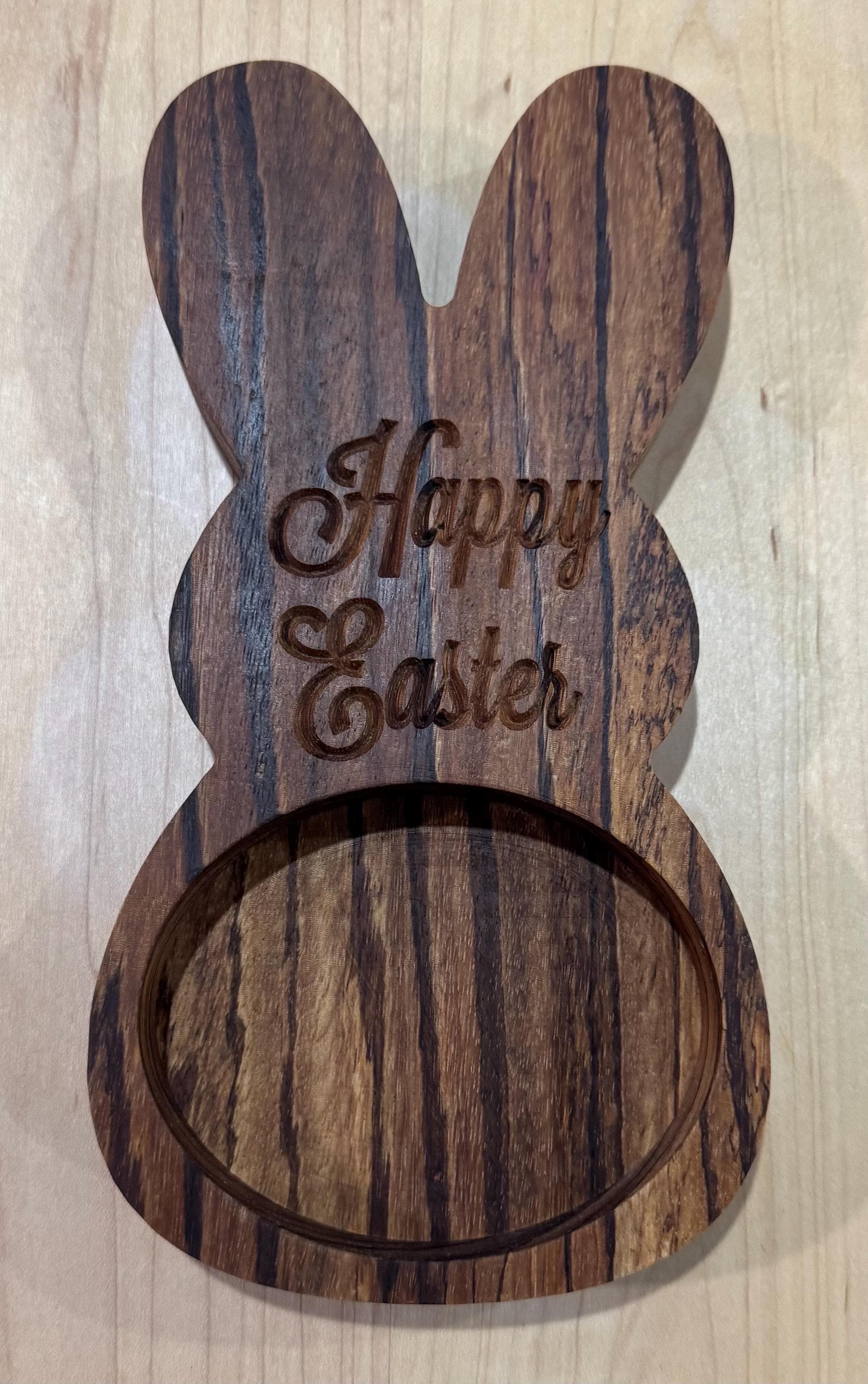 Solid Walnut Bunny Treat Tray | Easter Wood Serving Decor, NC Handmade