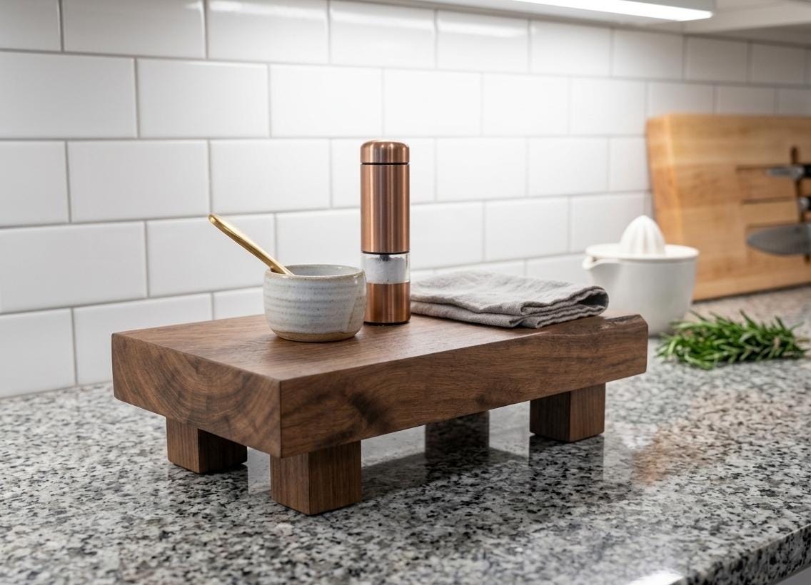 Handcrafted Solid Walnut Kitchen Riser | Luxury Hardwood Pedestal | Sink Organizer | Counter Decor | Made in NC