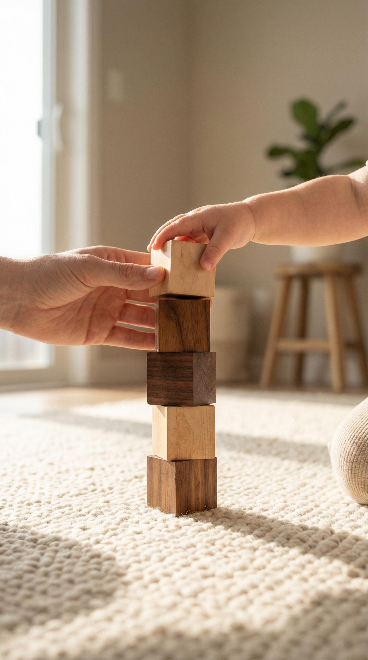 Solid Walnut Maple Building Blocks | Montessori Sensory Play Heirloom Toy