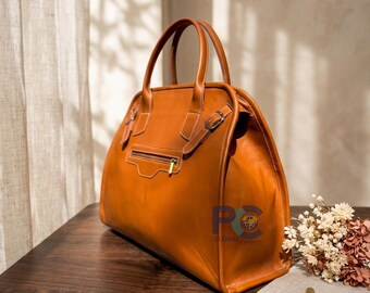 Handmade Goat Leather Duffel Bag – Full Grain Weekender Travel Overnight Bag