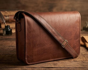 Brown Leather Crossbody Bag – Handmade Rustic Messenger for Daily Use