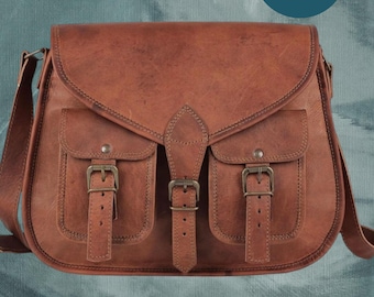 Handmade Leather Messenger Bag – Vintage Brown Crossbody for Travel & Office