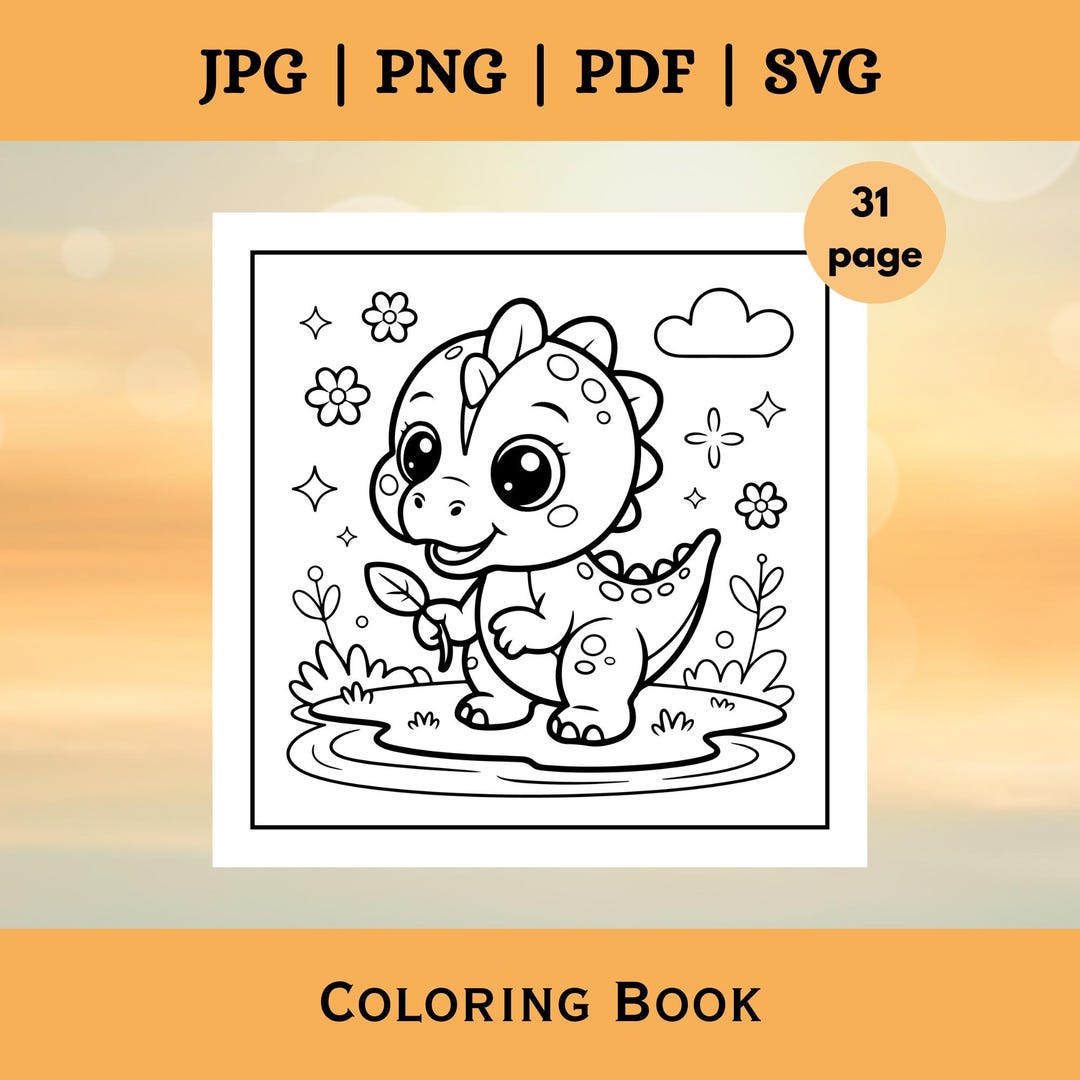 Baby Dinosaur Coloring Book Kids Printable | Dino Pages | Preschool ...