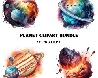 Planet Space PNG Bundle | Galaxy Universe Graphics | Solar System Illustration Pack Set