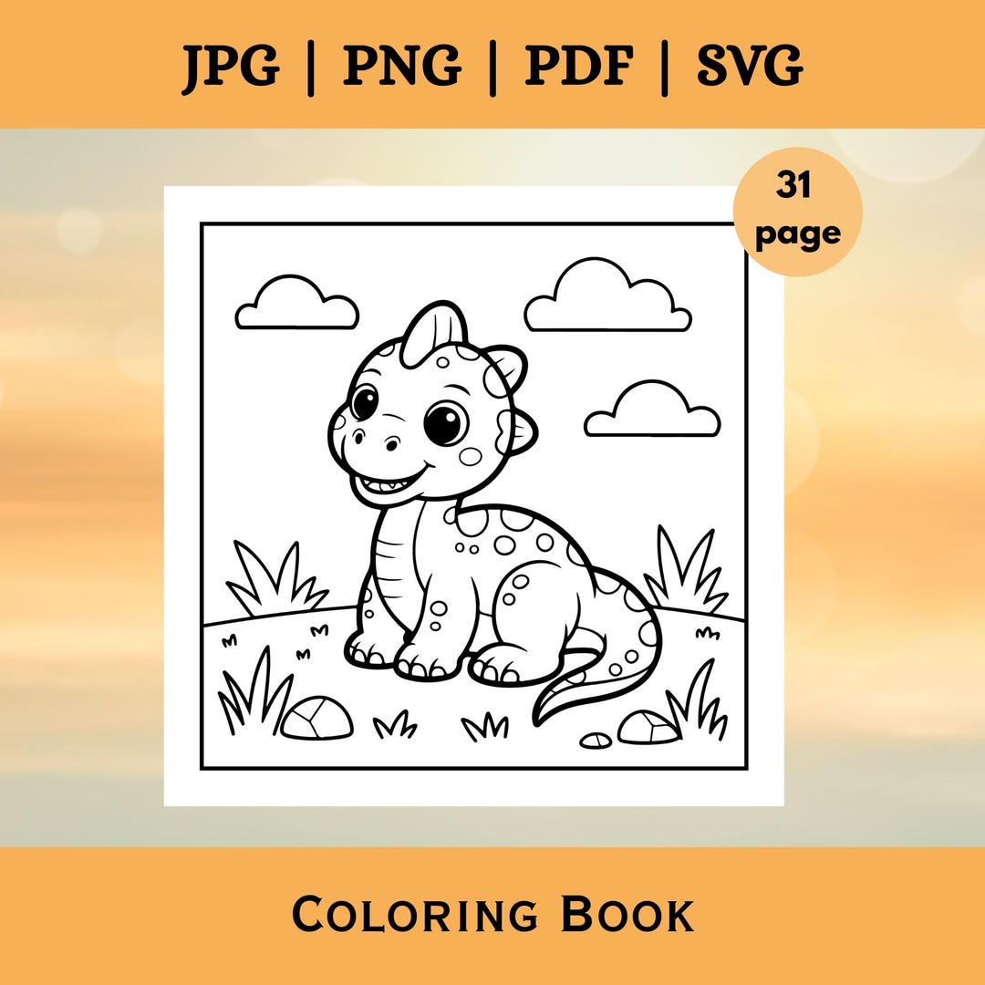 Dinosaur Coloring Book Kids Printable | Dino Pages Set | Preschool ...
