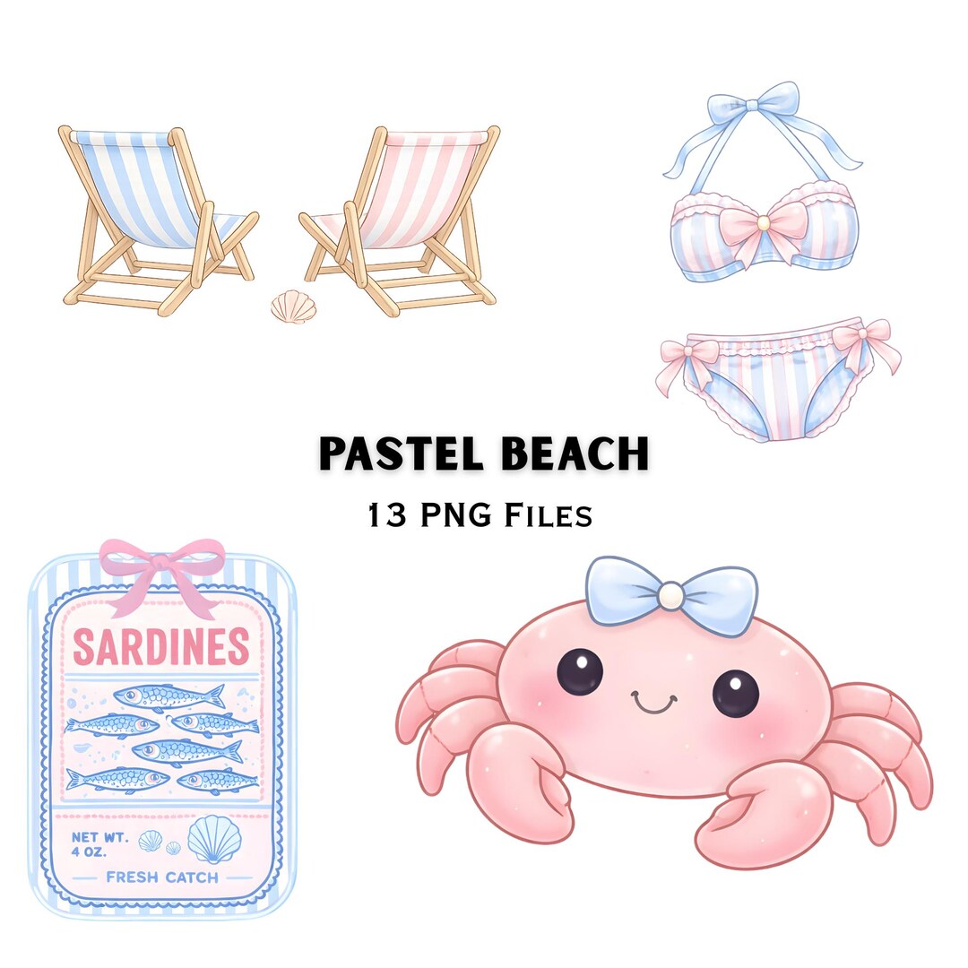Beach PNG Bundle | Coastal Clipart Pack | Summer Ocean Elements ...