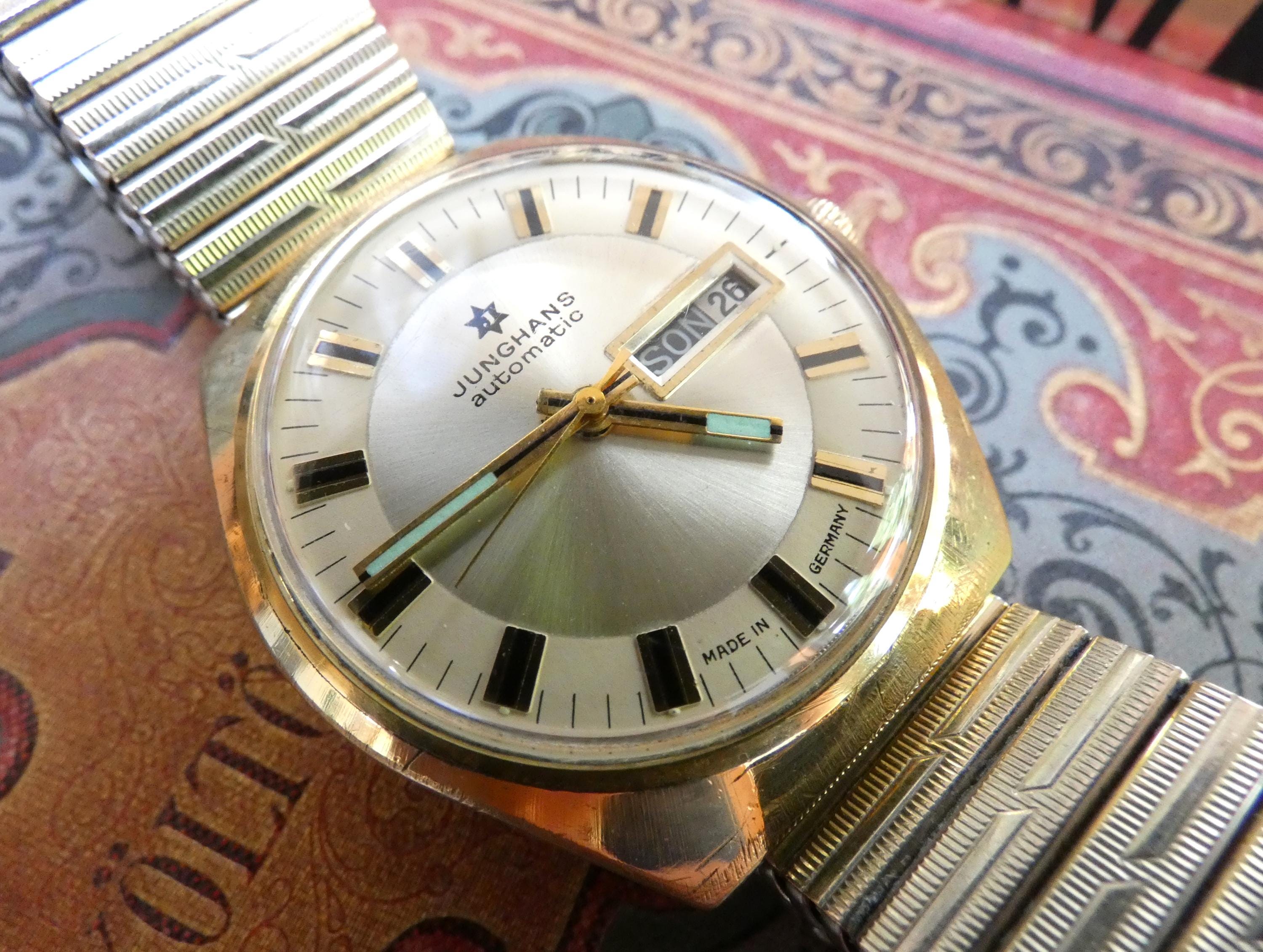 Vintage JUNGHANS Automatic Watch 1974 Presentation Piece Sunburst
