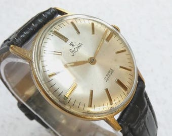 Vintage Stowa 1960s Gold Plated Dress Watch – German Mechanical 17 Jewels Sunburst Dial