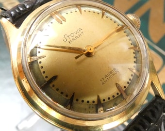 Vintage 1950s STOWA PARAT German Watch – Rare Gold Stardust Patina Dial – Manual Wind – Pristine Gold Plated – Tested – Ready to Wear