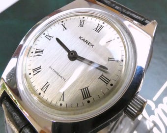 Vintage KAREX German watch from the 1970s with brushed silver dial Tested & wearable classic