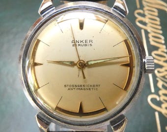Vintage ANKER German Watch from the 1950s,  with spider lugs - Tested & Wearable