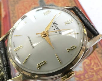 Elegant vintage LUCERNE Swiss watch from the 1950s - Marcel case, Claro movement, tested & wearable classic with silky textured dial