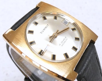 Vintage Summit Square Gold-Plated Watch – 1960s Swiss Mechanical Dress Watch