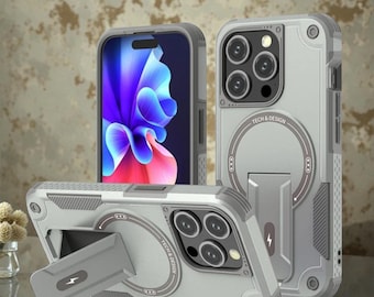 MagSafe iPhone Hülle mit Ständer, stoßfeste Hochleistungs-Rüstungsschutzhülle, Pro Max Modelle