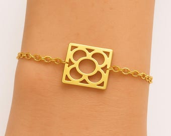 Pulsera Flor de Barcelona Panot | Acero Inoxidable Dorado o Plateado | Hecha a mano en Barcelona | Souvenir | Regalo