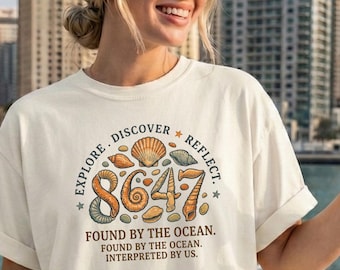 8647 Together Comfort Colors t-shirt. This unique design cleverly uses the alphanumeric code for Together, Ocean Shells Beach Aesthetic Tee