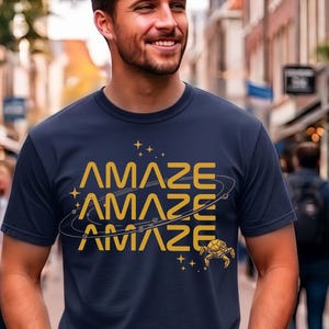 Amaze Amaze Amaze  Comfort Colors Unisex Youth Shirt, Retro Space Robot Shirt Celestial Galaxy Top T-Shirt, Futuristic Astronomy Gift Tee