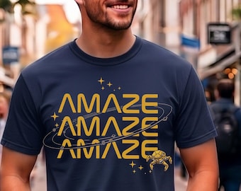Amaze Amaze Amaze  Comfort Colors Unisex Youth Shirt, Retro Space Robot Shirt Celestial Galaxy Top T-Shirt, Futuristic Astronomy Gift Tee