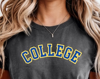 Custom School Shirt, Personalized University T-shirt, Comfort Colors 1717 College Tee, Custom Text High School , Varsity Letter Mascot Gift