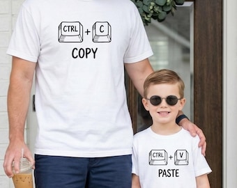 Copy Paste Father Son Shirts, Matching Dad and Baby Outfit, Tech Dad Gift, New Dad Shirt, Comfort Colors Matching Tees, Geeky Father Gift