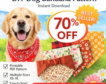 Wzór do szycia bandany dla psa/Zwierzę/Kot/Elastyczna/Cyfrowa/Natychmiastowe pobranie/Łatwe/Szycie dla początkujących/Elastyczna bandana dla psa, Prezent dla psa DIY/Prezent dla zwierzaka