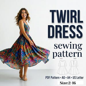 Twirl Dress Sewing Pattern | PDF Digital Download | Girls Twirl Dress DIY | Beginner Friendly | Instant Sewing Tutorial