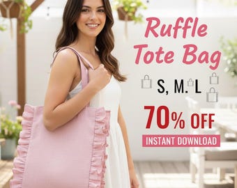 Wzór na torbę z falbanką w formacie PDF, wzór na torbę z materiału, samouczek DIY na torbę z falbanką, łatwy wzór na torbę, do druku w formacie A0 i A4 (US Letter)