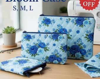 Wykrój na torebkę Bloom z zamkiem błyskawicznym w formacie PDF | Wykrój na kosmetyczkę | Zrób to sam: kosmetyczka | Format A0, A4, US Letter | Przyjazny dla początkujących | Prezent dla niej