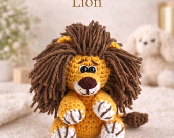 Patrón de león a crochet, mini animal de la selva amigurumi a crochet en PDF, patrón de juguete infantil para principiantes, crochet fácil